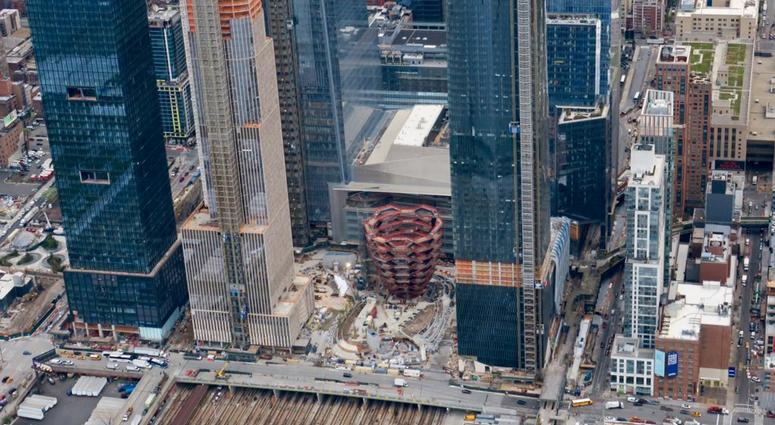Thomas Heatherwick's 150 foot tall "Vessel" statue under construction in Hudson Yards on May 15, 2018 "Vessel" in Hudson Yards