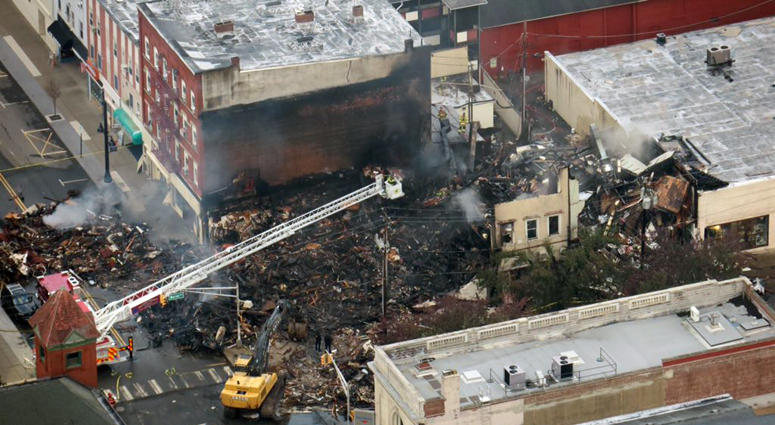 Firefighters on the scene of a fire in Dover, New Jersey. Dover Fire