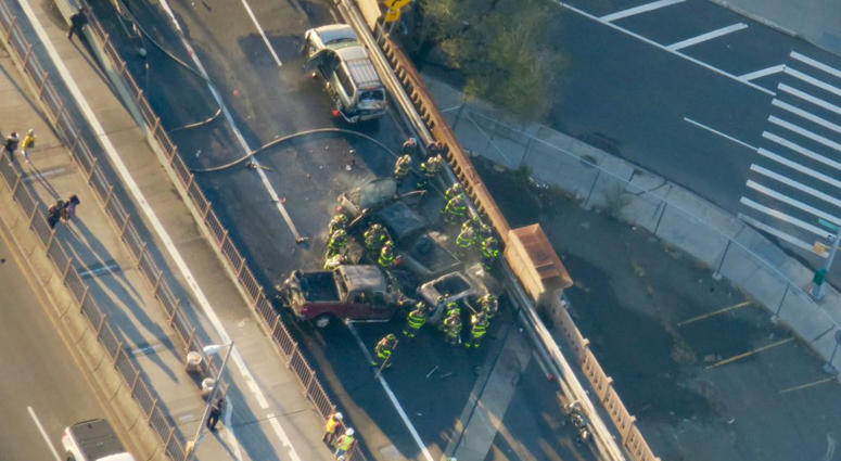 Firefighters respond to a deadly crash on the Brooklyn Bridge Brooklyn Bridge Crash