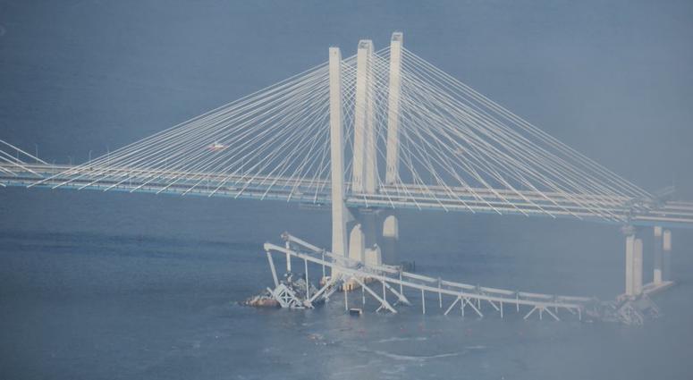 The bridge goes down in smoke. Tappan Zee Bridge