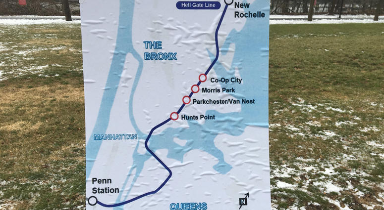 Map showing proposed new Metro-North stations in the Bronx Penn Station Access Map