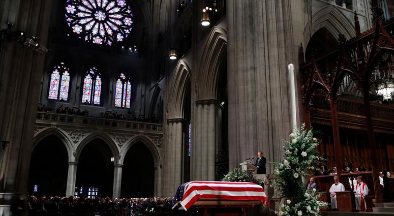 A joint service honor guard carries the casket of former US President George H.W. Bush out of the US Capitol in Washington, DC, USA, 05 December 2018. George H.W. Bush