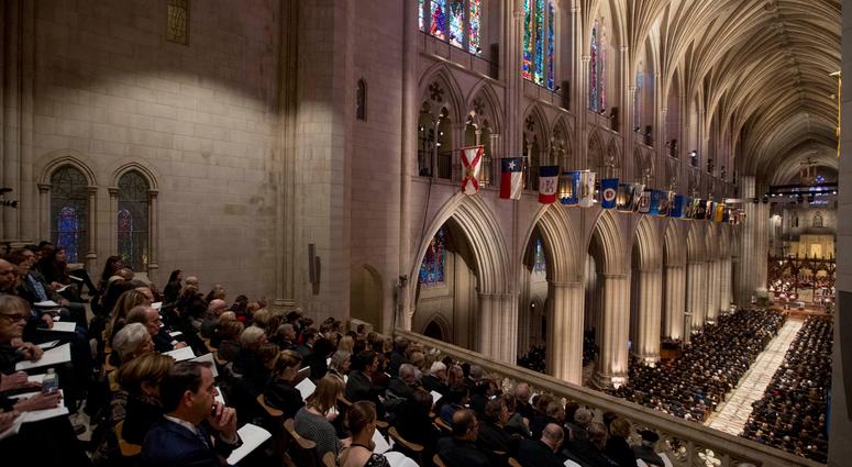 The State Funeral for former President George H.W. Bush at the National Cathedral, December 5, 2018 in Washington, DC. President Bush will be buried at his final resting place in Texas. George H.W. Bush