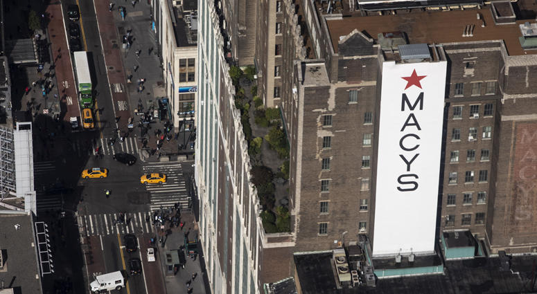 Macy's flagship store in Herald Square is seen from inside the newly renovated 102nd floor observatory of the Empire State Building on October 10, 2019. Empire State Building Observatory