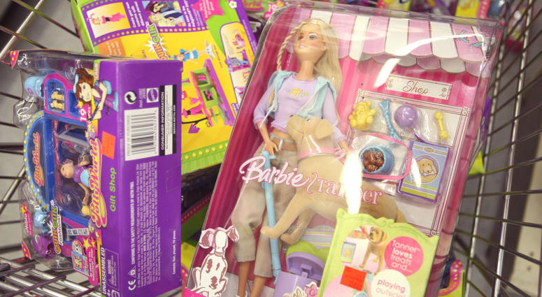 Toys are piled in a shopping cart after being pulled from the shelves at the Cut Rate Toys toy store August 14, 2007 in Chicago, Illinois. Toy Store