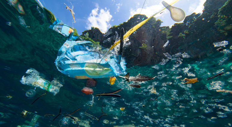 Plastic debris floating on the ocean surface. Ocean Debris