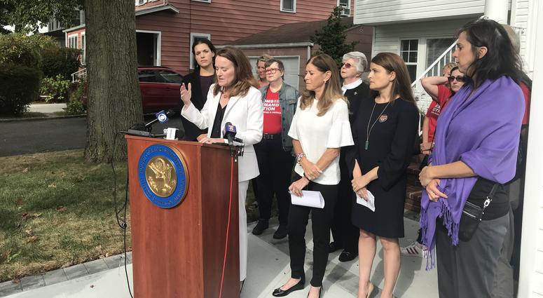 Congresswoman Kathleen Rice introduces new gun control legislation on Long Island on Oct. 7, 2019. Congresswoman Kathleen Rice