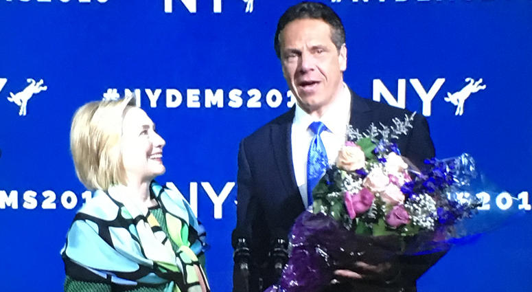 Andrew Cuomo with Hillary Clinton at the New York State Democratic Convention. Andrew Cuomo with Hillary Clinton