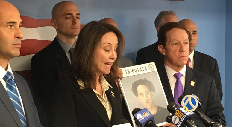 Suffolk County Police Commissioner Geraldine Hart announces arrest of Daniel Adum Daniel Adum Arrest Announcement (Geraldine Hart At Podium)