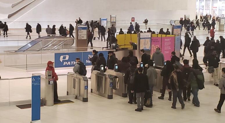 The entrance to the PATH trains at WTC. PATH Train at WTC