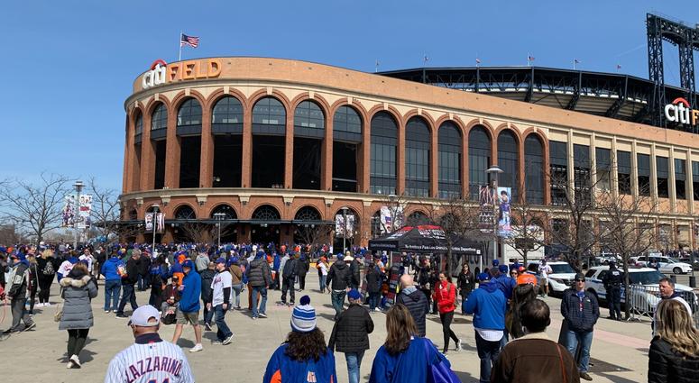 The crowd gathered at Citi Field for the Mets' home opener. Citi Field Opening Day