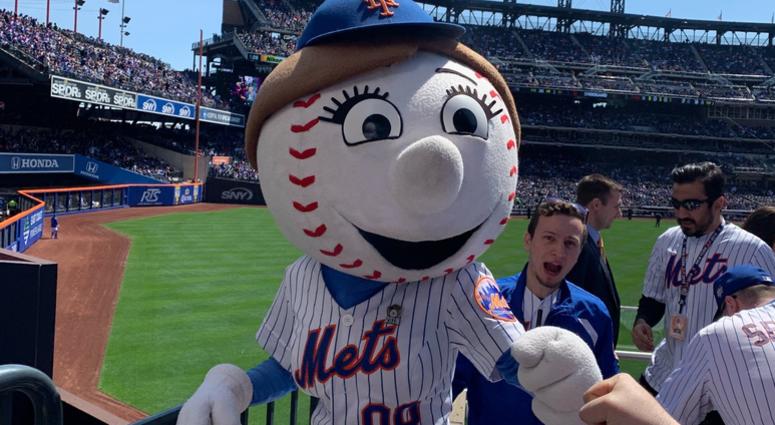Mrs. Met greats the fans at Citi Field Citi Field Opening Day