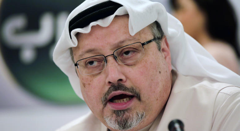 In this Feb. 1, 2015, file photo, Saudi journalist Jamal Khashoggi speaks during a press conference in Manama, Bahrain. Jamal Khashoggi