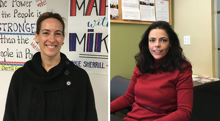 Democratic New Jersey congressional candidate Mikie Sherrill (left) and Republican New York U.S. Senate candidate Chele Farley. Mikie Sherrill, Chele Farley