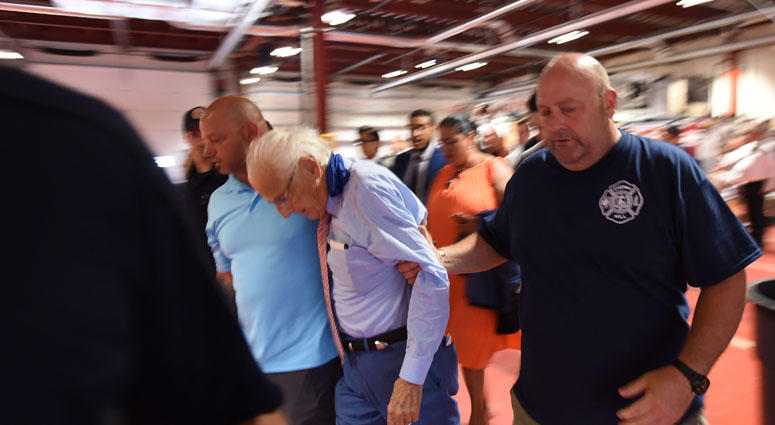 Congressman Bill Pascrell, Jr. (N.J.-09) is taken away from the new conference at Englewood Fire Dept. Rep. Bill Pascrell Near Collapse