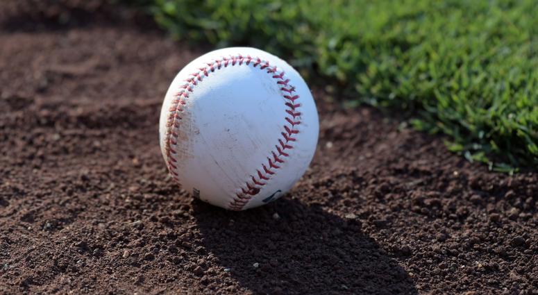 General overall view of a Rawlings baseball during a MLB baseball game Baseball