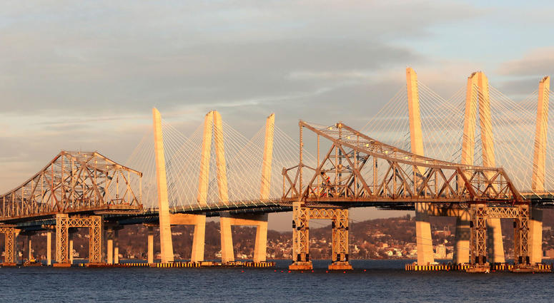 The scene leading up to the eastern side of the Tappan Zee Bridge demolition with explosives, Tuesday, Jan. 15, 2019. Tappan Zee Demolition