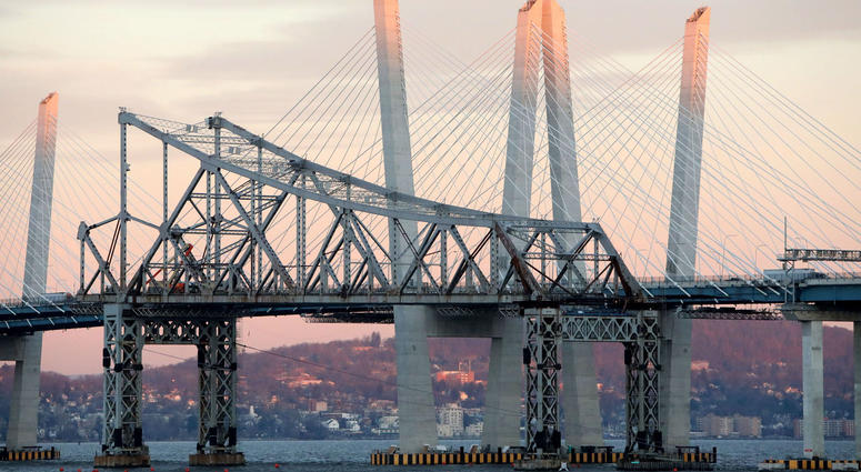 The scene leading up to the eastern side of the Tappan Zee Bridge demolition with explosives, Tuesday, Jan. 15, 2019. Tappan Zee Demolition