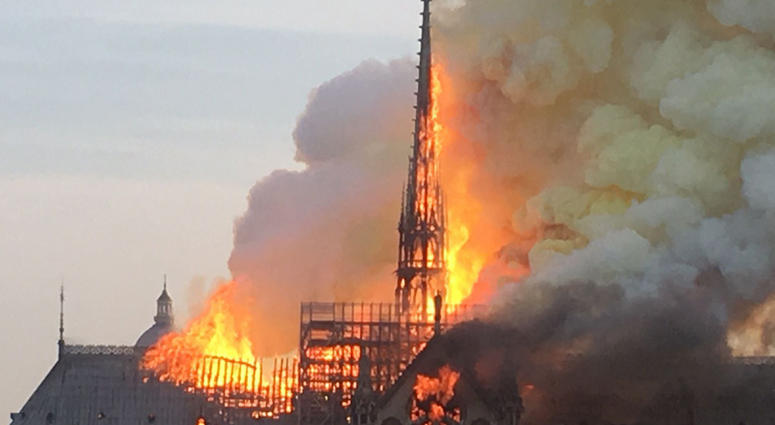 A fire erupted on the roof of Notre Dame Cathedral this evening. Notre Dame On Fire
