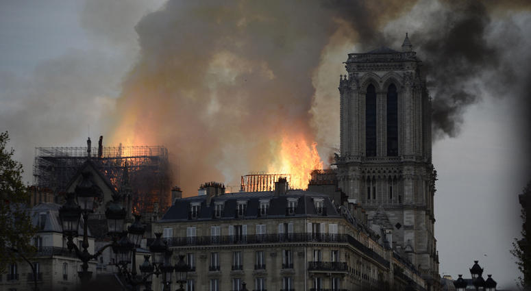 A fire erupted on the roof of Notre Dame Cathedral this evening. Notre Dame on Fire