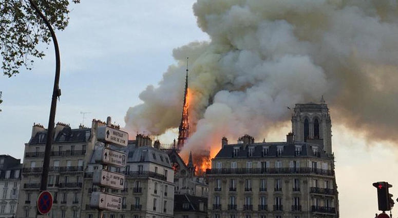 A fire erupted on the roof of Notre Dame Cathedral this evening. Notre Dame on Fire