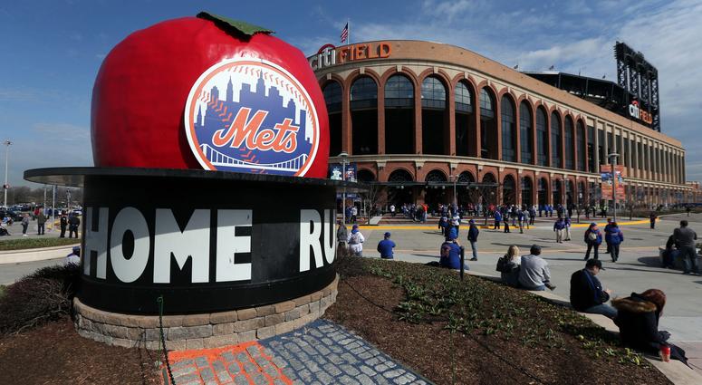 General view of fans outside Citi Field