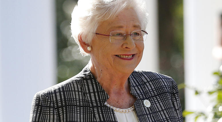 In this Friday, Nov. 17, 2017 file photo, Alabama Gov. Kay Ivey speaks to the media in Montgomery, Ala. Alabama Gov. Kay Ivey