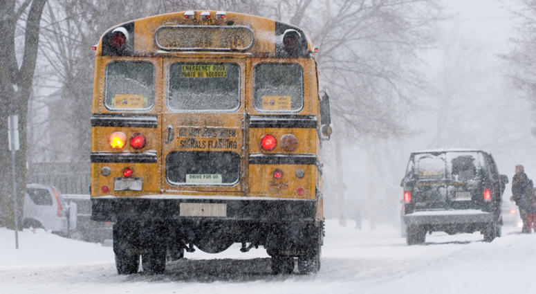 School bus in a snowstorm School Bus Snow Storm