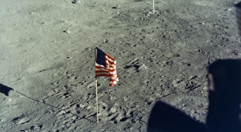 American Flag on the Moon The United States flag is planted on the surface of the Moon