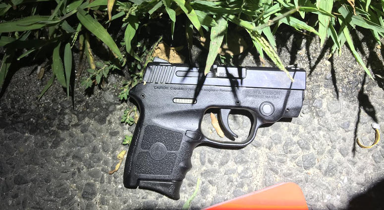Gun recovered at the scene of the shooting. Teenagers gun
