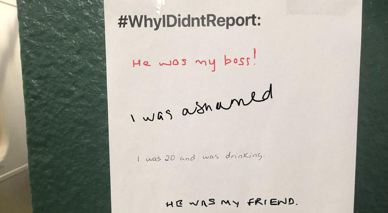 The signs have appeared in stations across the city. Subway Posters WhyIDidntReport