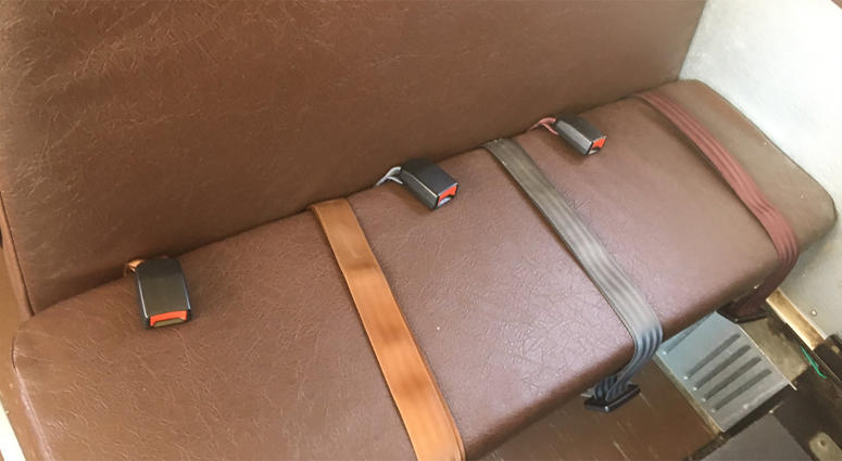 Seat belt in a school bus Seat belt in a school bus