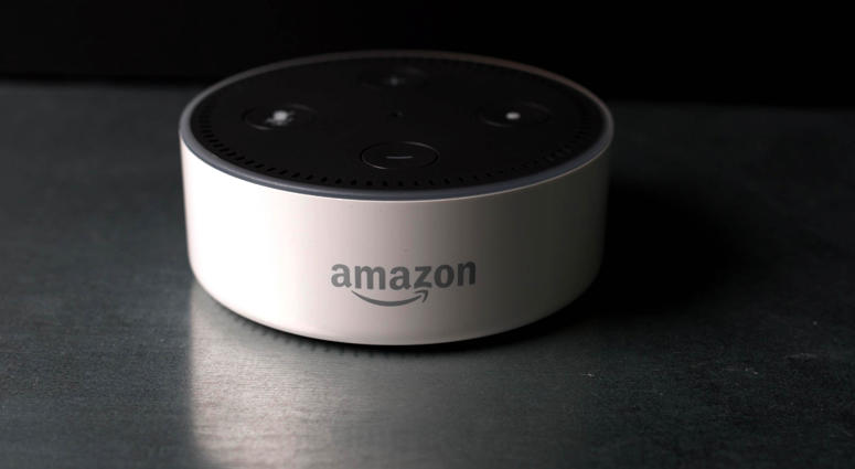 The Amazon Echo Dot at a product launch in London.