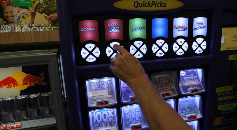 Person selecting a Powerball ticket Lottery
