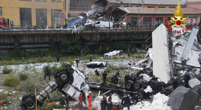 A major motorway bridge has collapsed near the Italian City of Genoa. Italy Bridge Collapse