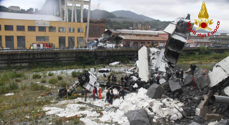 A major motorway bridge has collapsed near the Italian City of Genoa. Italy Bridge Collapse