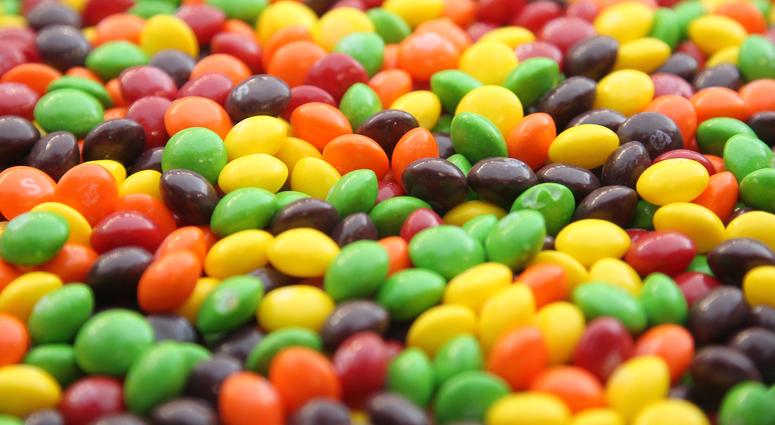 A pile of loose Skittles