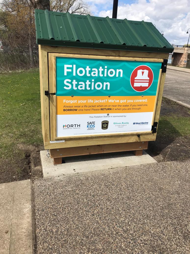 Flotation stations loan life jackets for all ages free of charge.