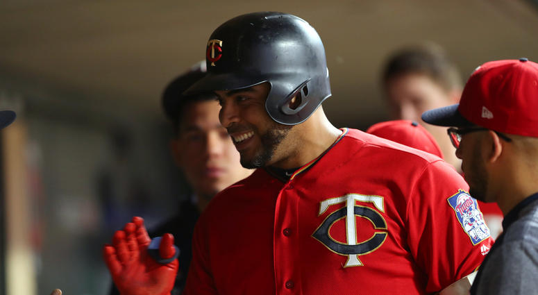Dugout celebration with Nelson Cruz Twins DH Nelson Cruz celebrates in dugout