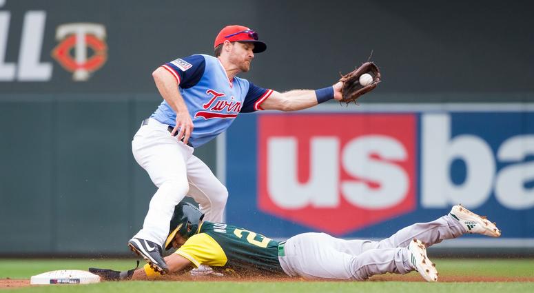 Twins second baseman Logan Forsythe Logan Forsythe at second base
