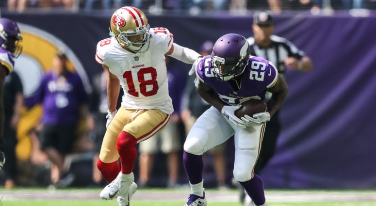 Interception by Xavier Rhodes Xavier Rhodes leads Vikings defense