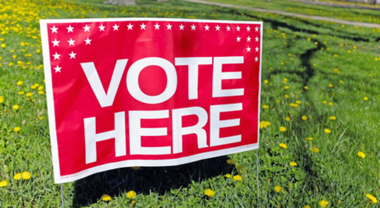 Vote right here Voting sign