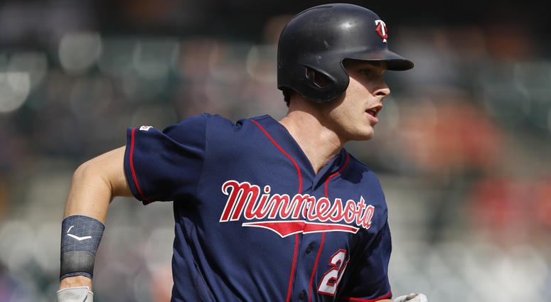 Sep 2, 2019; Detroit, MI, USA; Minnesota Twins center fielder Max Kepler (26) runs to first base with a RBI single during the eighth inning against the Detroit Tigers at Comerica Park.