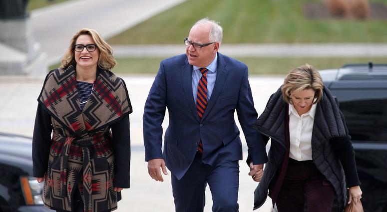 Peggy Flanagan, Gov.-elect Tim Walz, and his wife Gwen