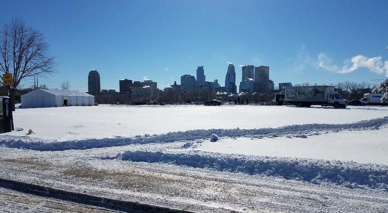 Minneapolis skyline from Boom Island Boom Island in Minneapolis
