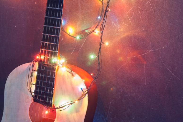 guitar + Christmas lights guitar + Christmas lights