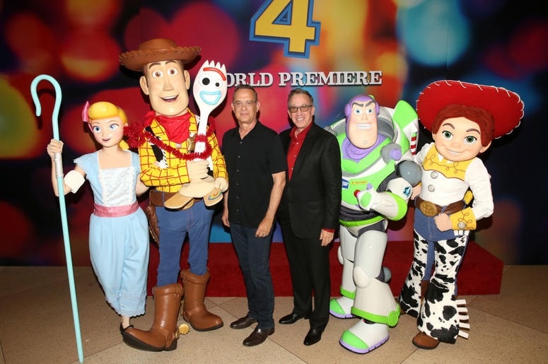 om Hanks (L) and Tim Allen attend the world premiere of Disney and Pixar's TOY STORY 4 at the El Capitan Theatre in Hollywood, CA on Tuesday, June 11, 2019. om Hanks (L) and Tim Allen attend the world premiere of Disney and Pixar's TOY STORY 4 at the El Capitan Theatre in Hollywood, CA on Tuesday, June 11, 2019.