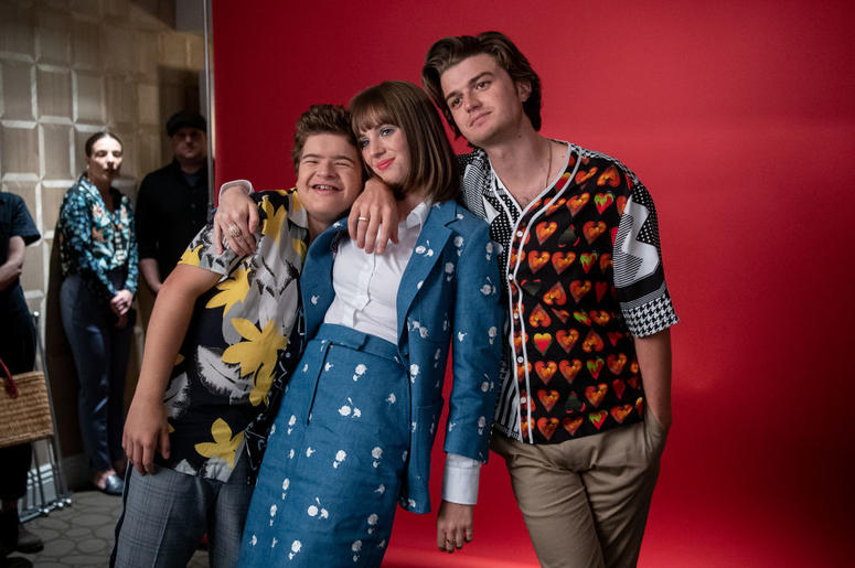 Gaten Matarazzo, Maya Hawke and Joe Keery attend the Season 3 "Stranger Things" press junket at The London Hotel on June 27, 2019 in West Hollywood, California. Gaten Matarazzo, Maya Hawke and Joe Keery attend the Season 3 "Stranger Things" press junket at The London Hotel on June 27, 2019 in West Hollywood, California.