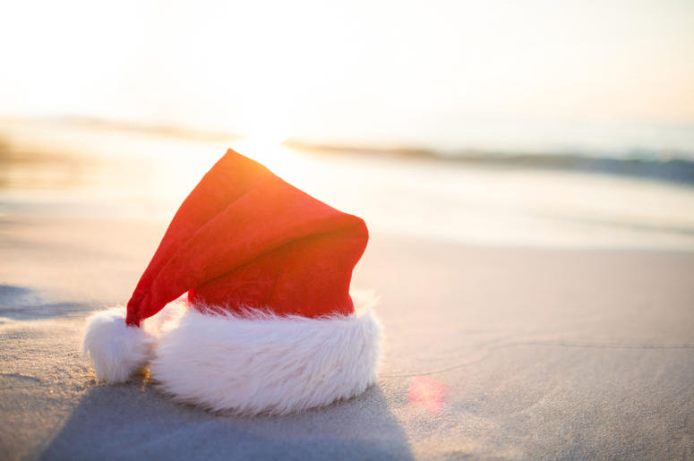Santa hat on the beach Santa hat on the beach