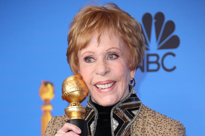 Carol Burnett poses in the press room with the inaugural Carol Burnett Award at the 76th annual Golden Globe Awards at the 76th Golden Globe Awards at the Beverly Hilton. Carol Burnett poses in the press room with the inaugural Carol Burnett Award at the 76th annual Golden Globe Awards at the 76th Golden Globe Awards at the Beverly Hilton.